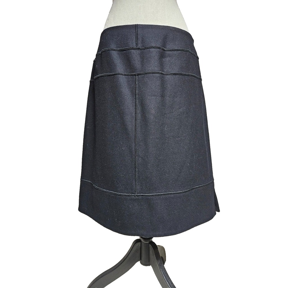 Harve Benard Black Wool Blend A-Line Skirt Side Zip Size 12 Workwear